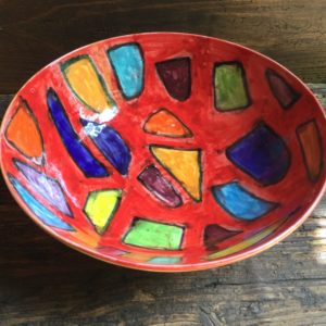 bowl medium big geometric red background