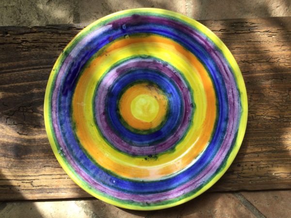 dinner plate blue and yellow stripes