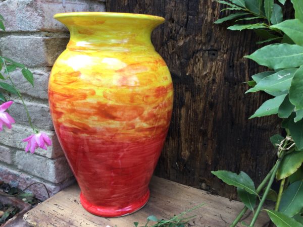 vaso grande giallo rosso