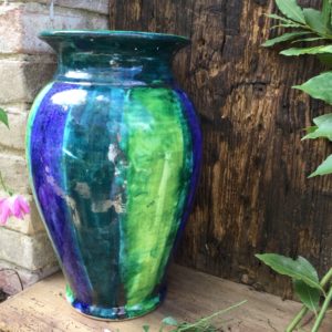 big vase blue and green stripes