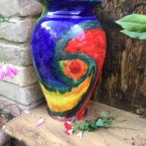 Medium Big Vase Red Spiral