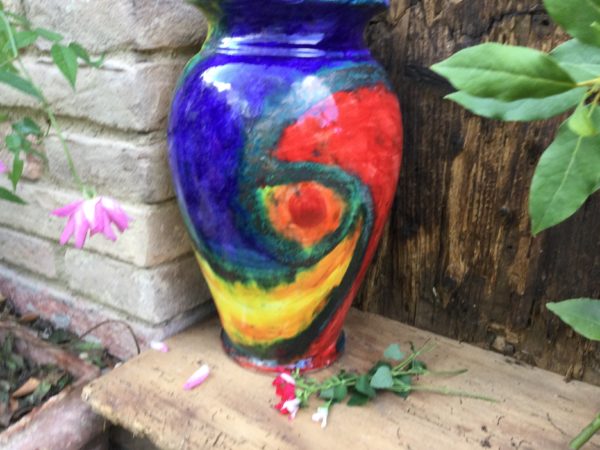 Medium Big Vase Red Spiral