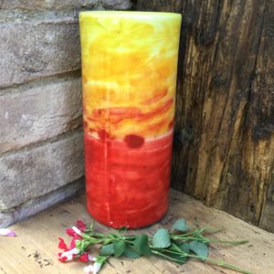 small cylinder vase,yellow red