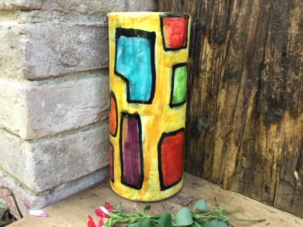 small cylinder vase,geometric yellow