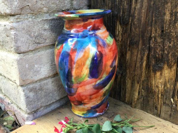 small vase brush strokes colorful