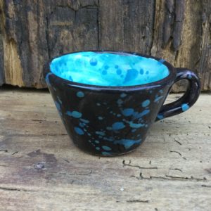 Flared Coffee Cup,Blue and Sepia Splash