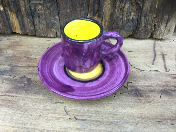 Cylinder Coffe Cup Purple and Yellow