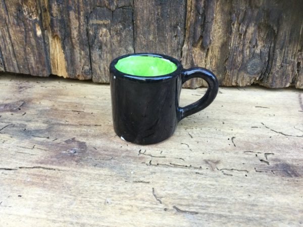 Cylinder Coffe Cup Black and Green Apple
