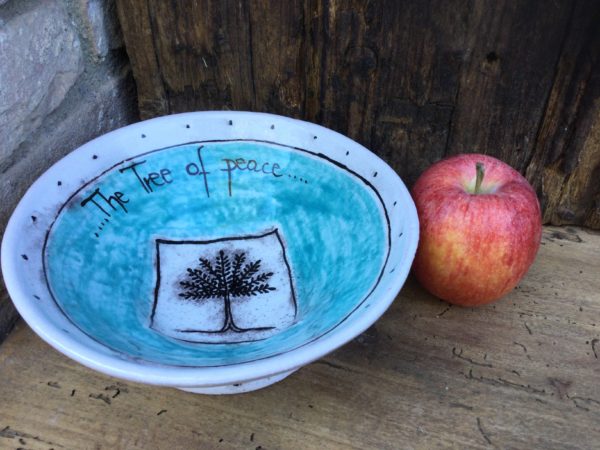 medium bowl the tree of peace acquamarine