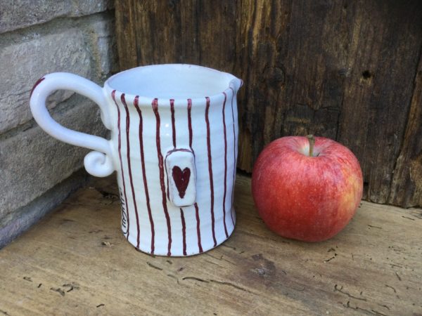 small jug love is forever white and dark red